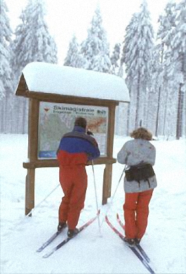 Information board with map of the Erzgebirge/Krušné hory ski trail